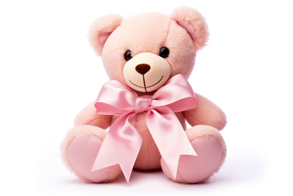 Ribbon wrapped around teddy bear toy white background representation. AI generated Image by rawpixel.