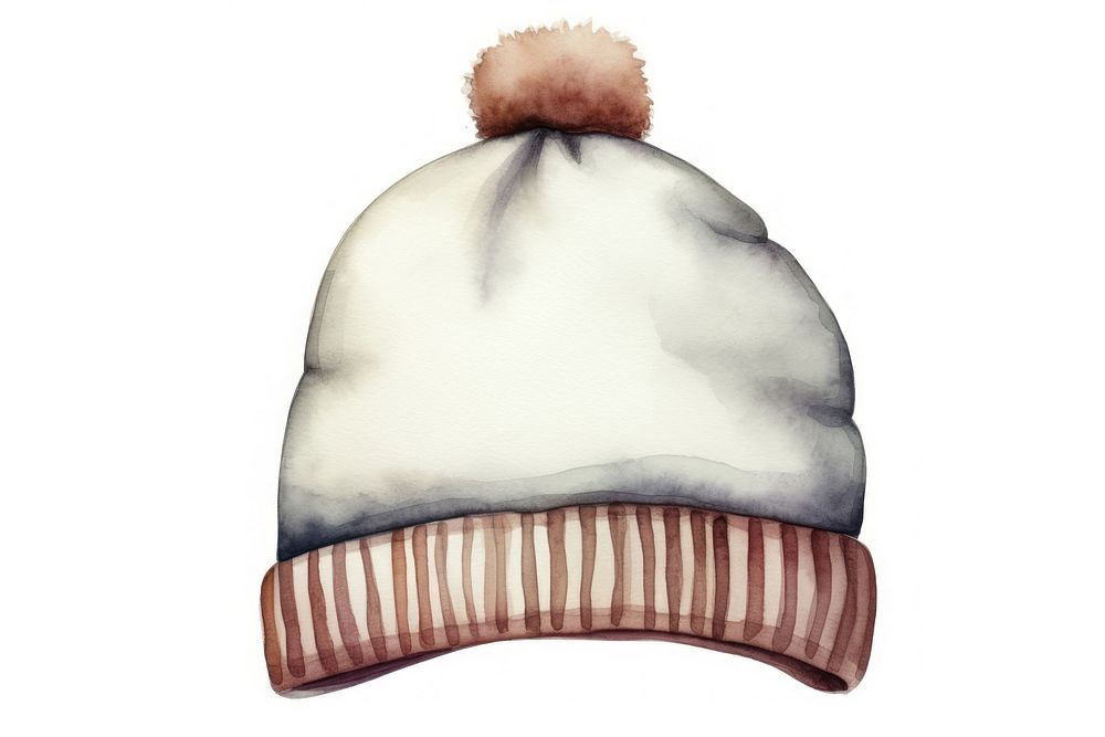 Woolen hat watercolor beanie white white background. AI generated Image by rawpixel.