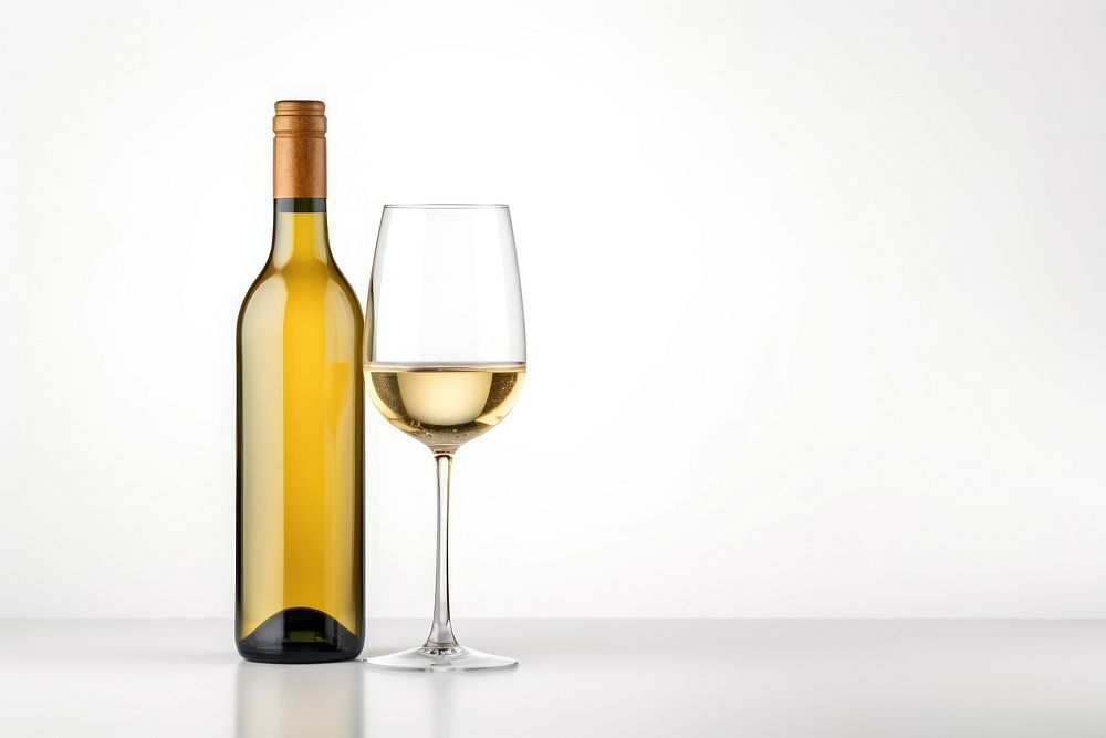 White wine bottle glass drink. AI generated Image by rawpixel.