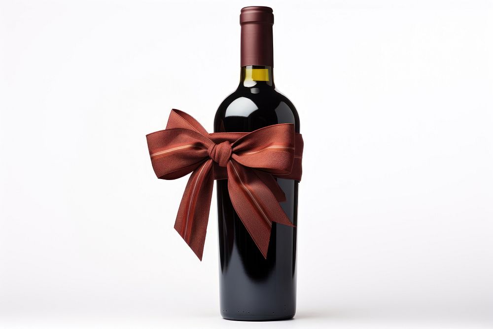 Bottle wine drink bow. AI generated Image by rawpixel.