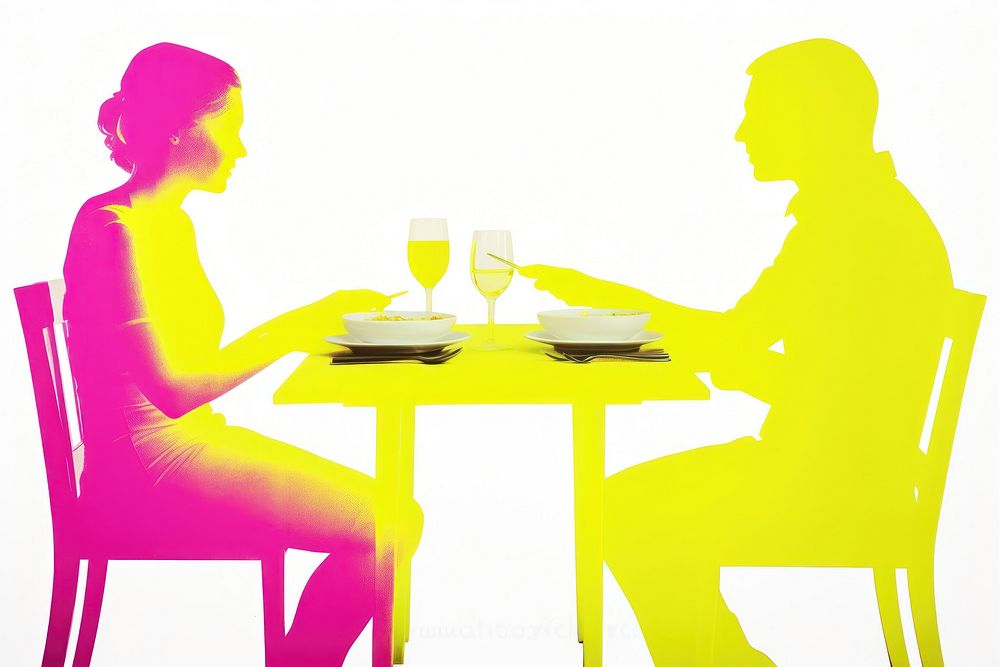 Couple dinner furniture table glass. AI generated Image by rawpixel.