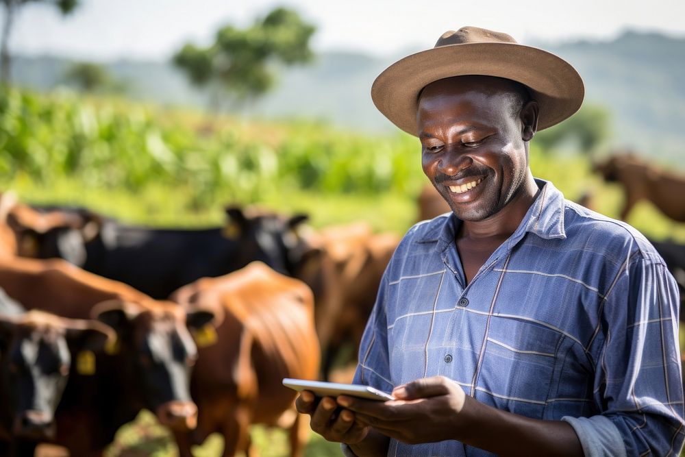 Black man cattle agriculture livestock. AI generated Image by rawpixel.