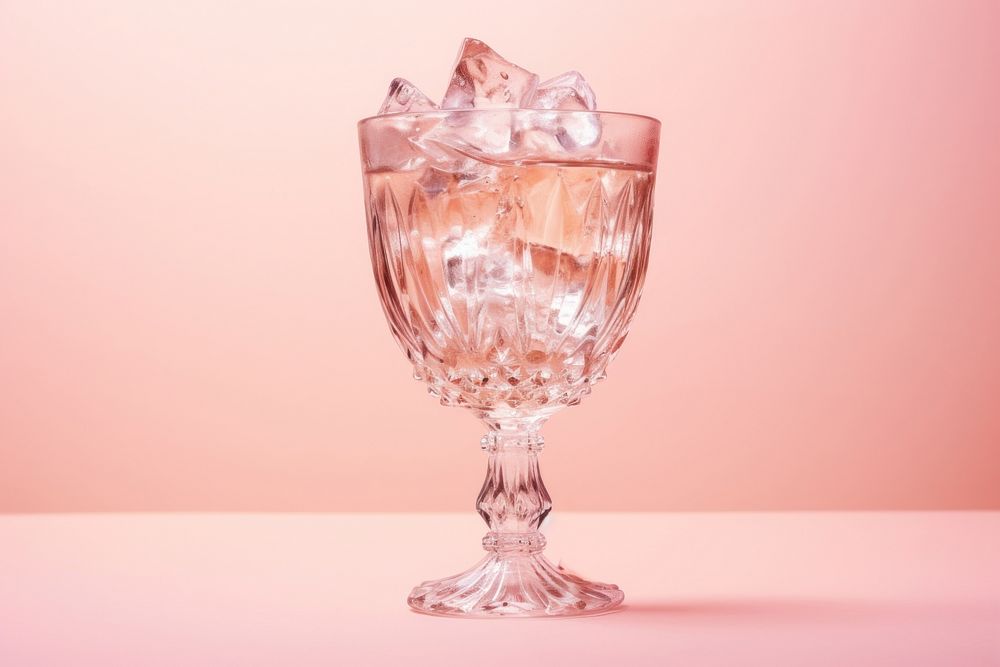 Crystal glass drink pink pink background. AI generated Image by rawpixel.