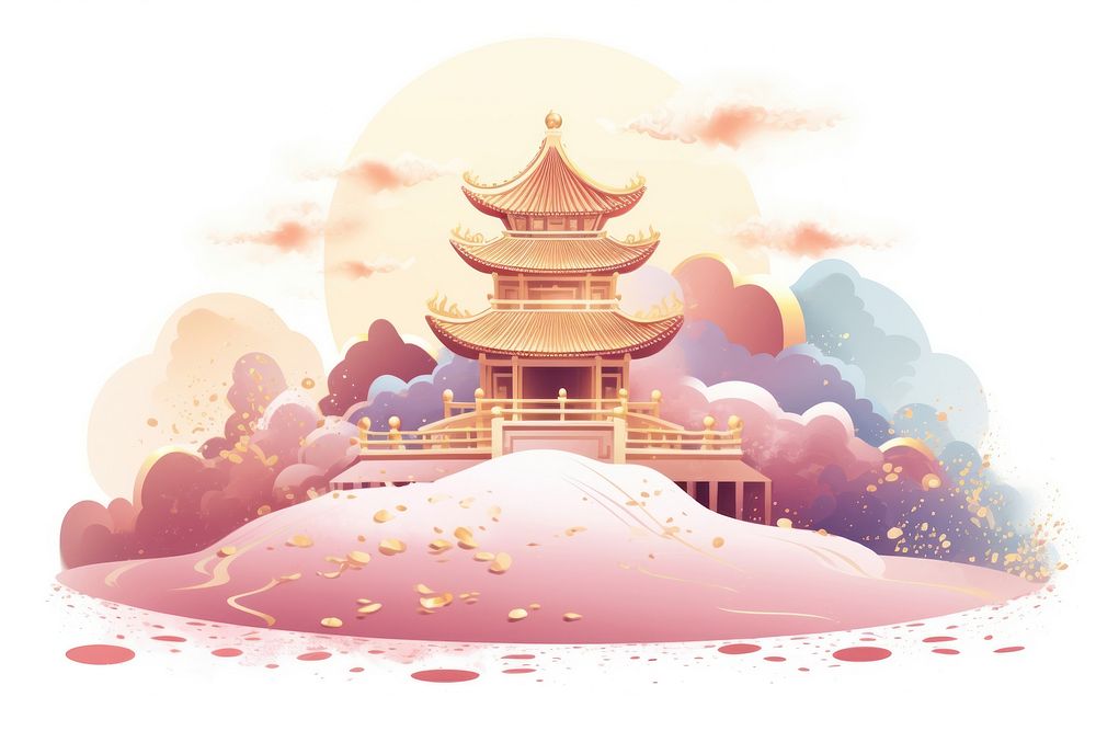 Chinese architecture building pagoda temple. AI generated Image by rawpixel.