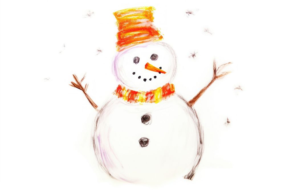 Chirstmas snowman drawing winter white. AI generated Image by rawpixel.