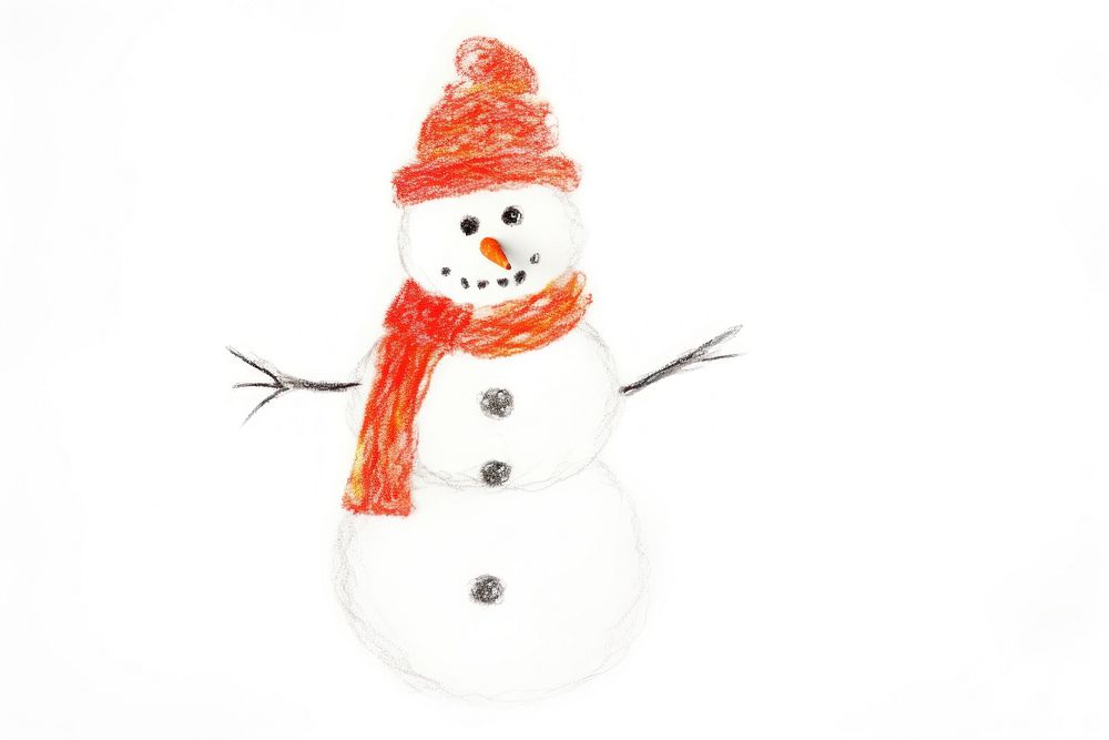 Chirstmas snowman drawing winter white. AI generated Image by rawpixel.