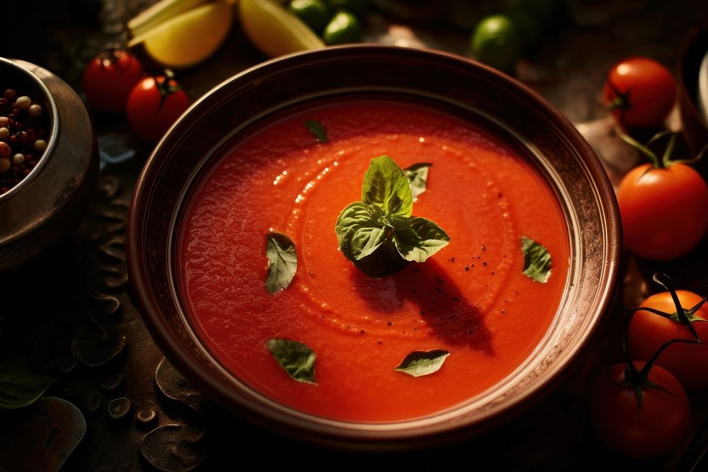 Gazpacho soup food bowl dish. AI generated Image by rawpixel.