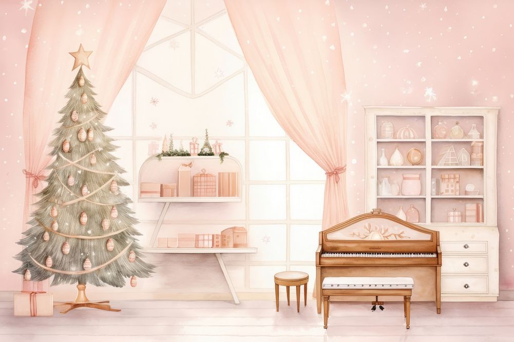 Christmas room christmas furniture piano. AI generated Image by rawpixel.