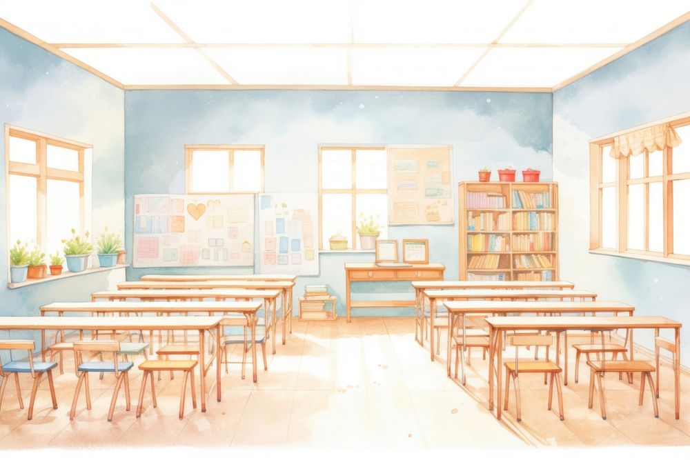 Classroom architecture furniture building. AI generated Image by rawpixel.