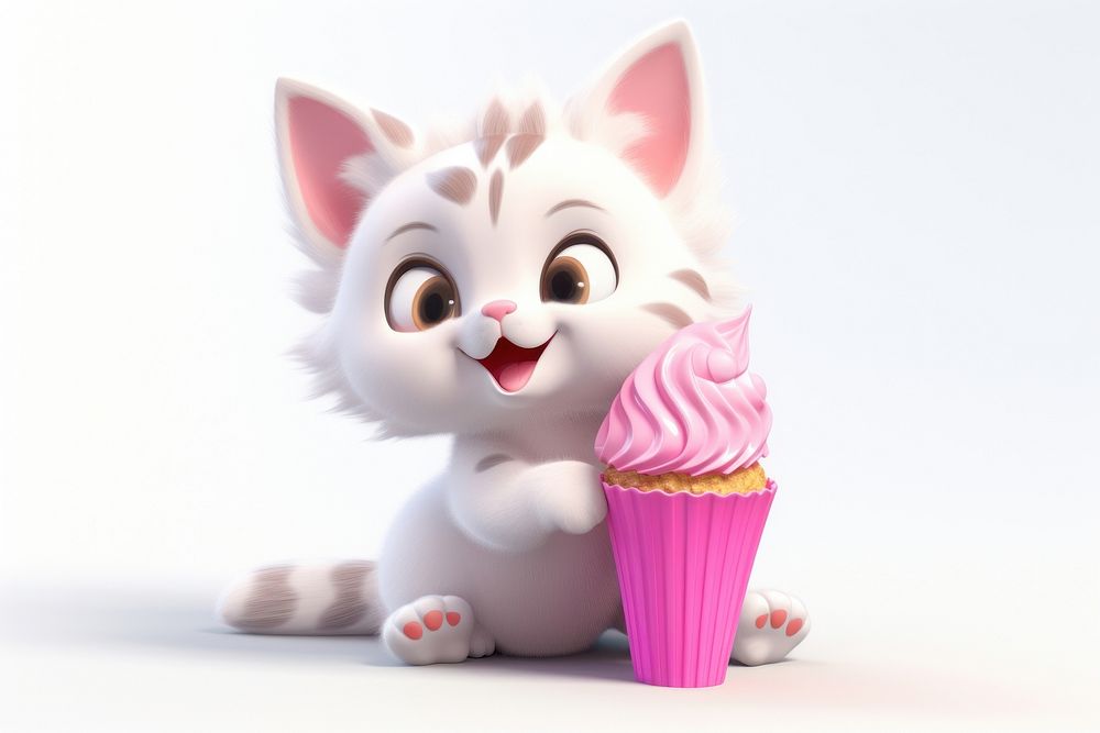 Kitten dessert cupcake mammal. AI generated Image by rawpixel.