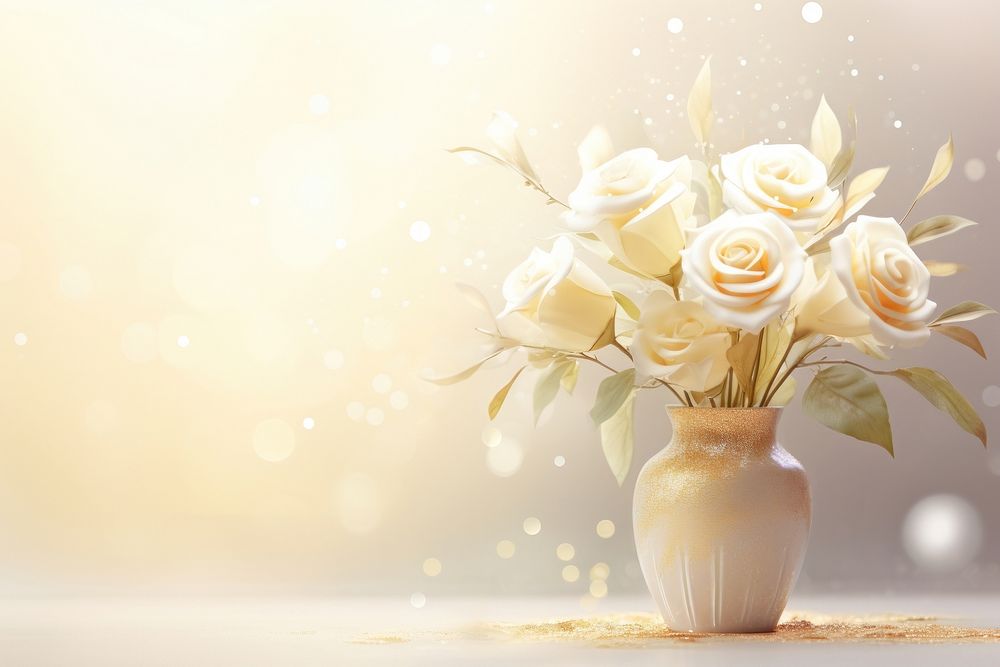 Ivory roses vase flower plant. AI generated Image by rawpixel.