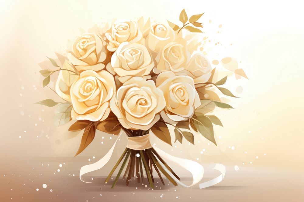 Bouquet of ivory roses flower plant inflorescence. AI generated Image by rawpixel.
