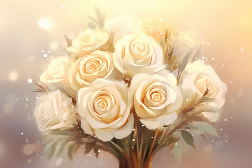 Bouquet of ivory roses flower plant gold. AI generated Image by rawpixel.