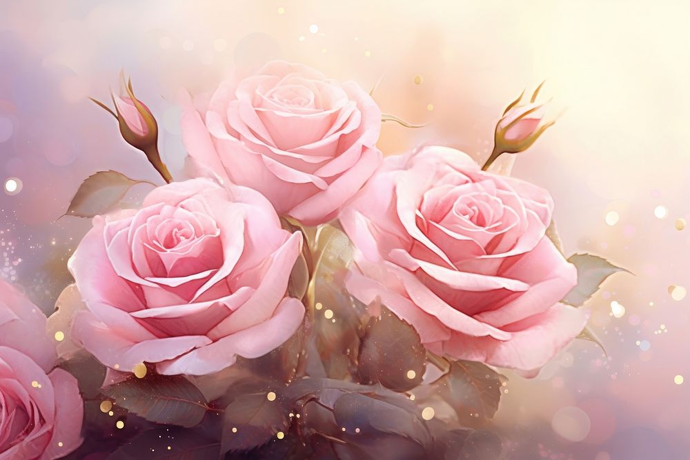 Bouquet of pink roses flower petal plant. AI generated Image by rawpixel.