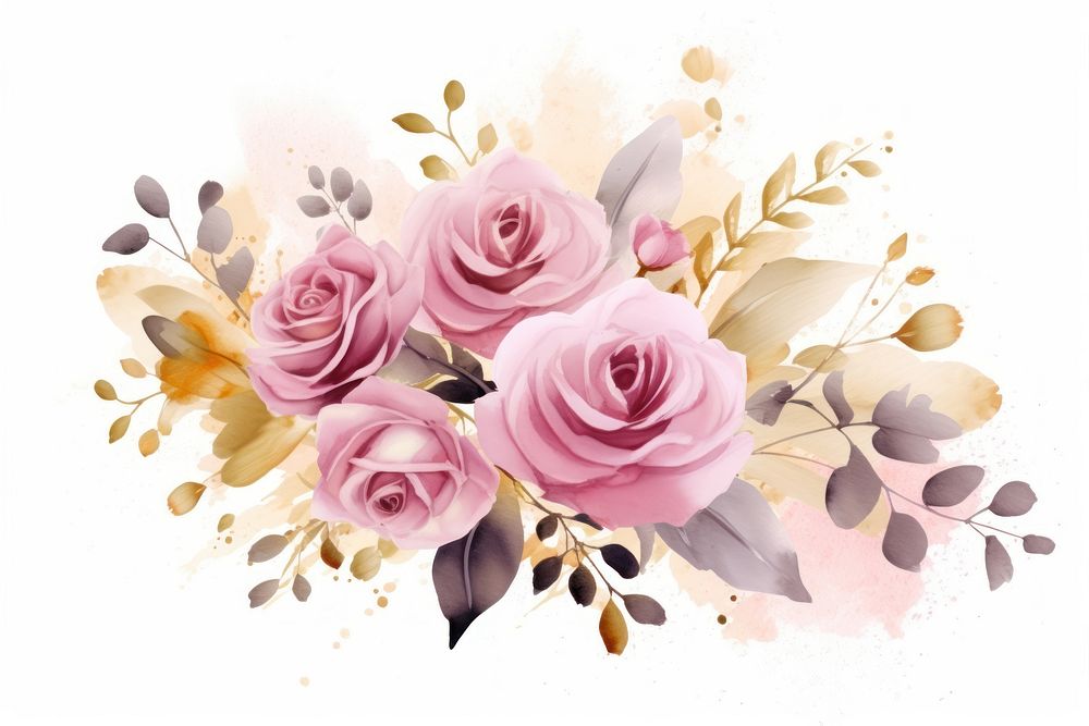 Bouquet of pink roses flower plant white background. AI generated Image by rawpixel.