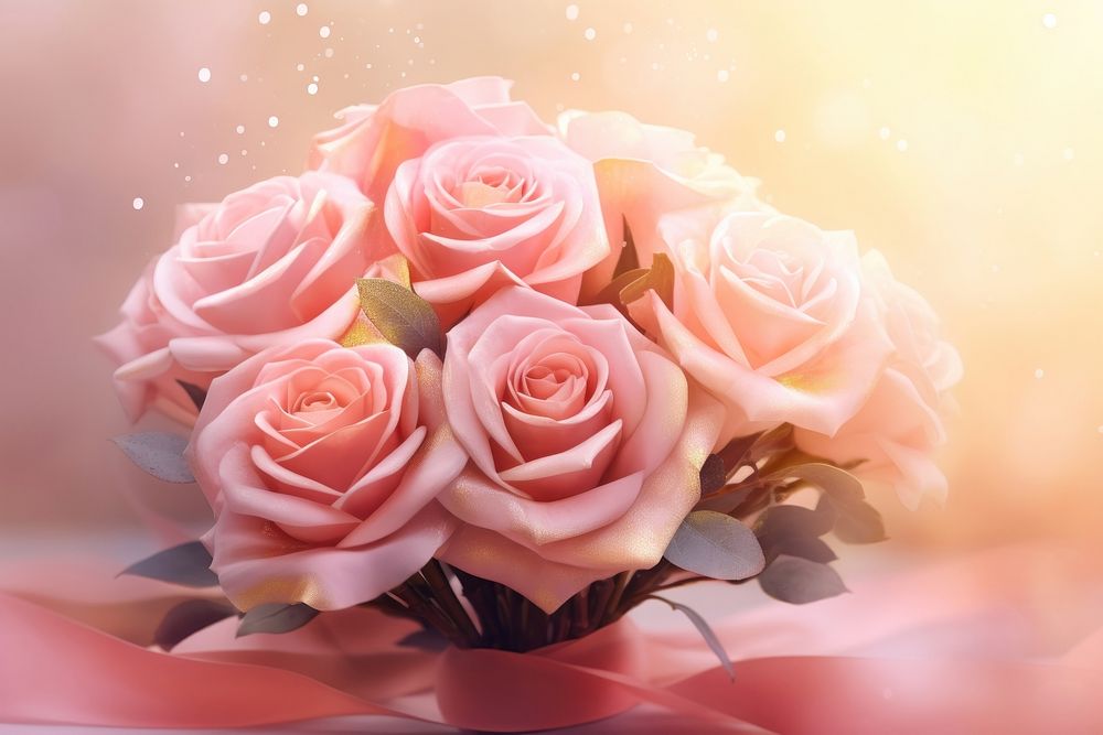 Bouquet of pink roses flower petal plant. AI generated Image by rawpixel.