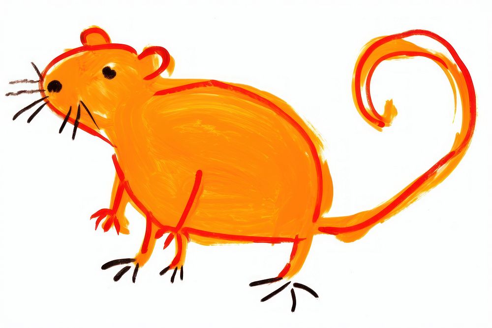 Orange rat drawing animal rodent. AI generated Image by rawpixel.