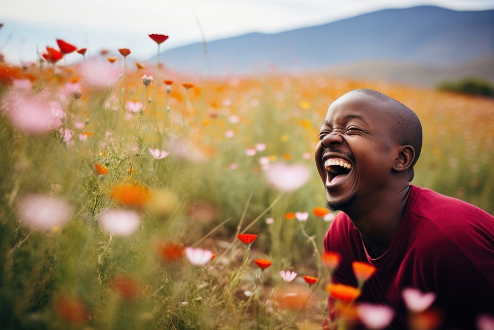 South african man landscape laughing portrait. AI generated Image by rawpixel.