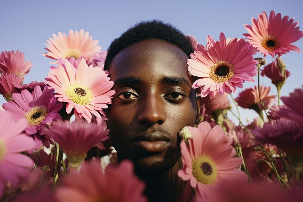 South african man portrait flower photography. AI generated Image by rawpixel.