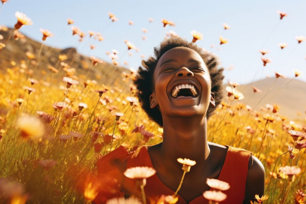 South african woman landscape laughing portrait. AI generated Image by rawpixel.