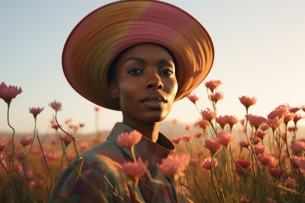 South african woman portrait flower photography. AI generated Image by rawpixel.