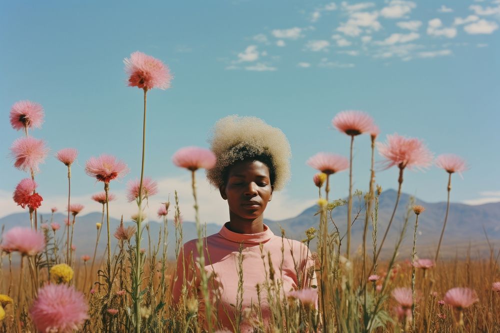 South african woman landscape portrait flower. AI generated Image by rawpixel.