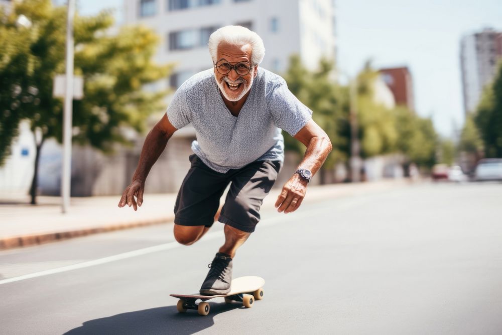 Man black skateboard adult skateboarding. AI generated Image by rawpixel.