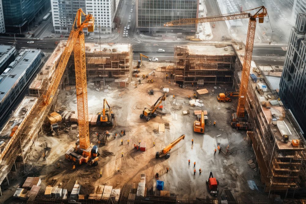 Construction site on hight building in the city construction architecture vehicle. AI generated Image by rawpixel.