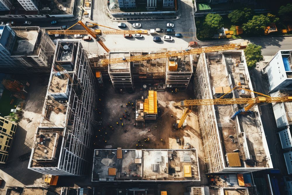 Construction site on hight building in the city construction architecture outdoors. AI generated Image by rawpixel.
