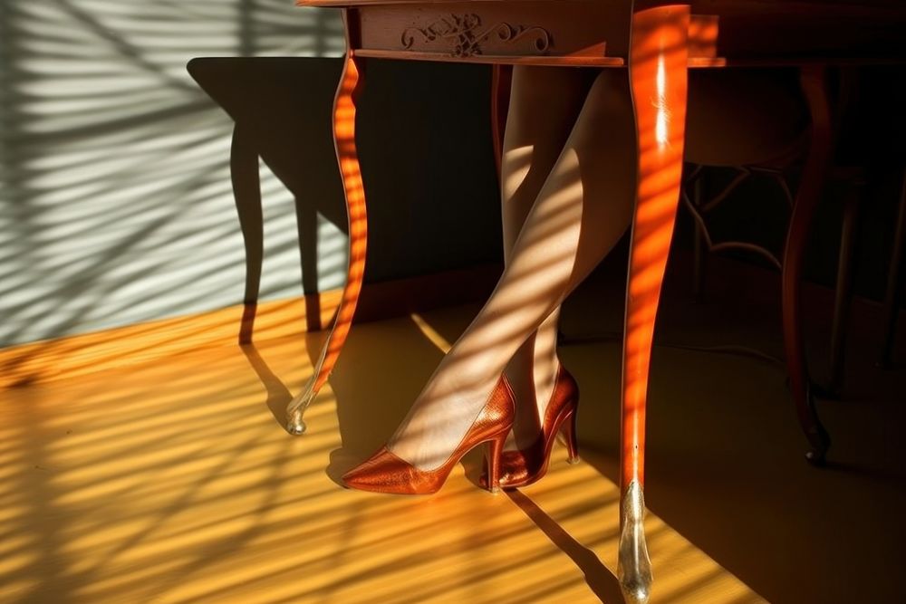 Legs sunbath table footwear shadow. AI generated Image by rawpixel.