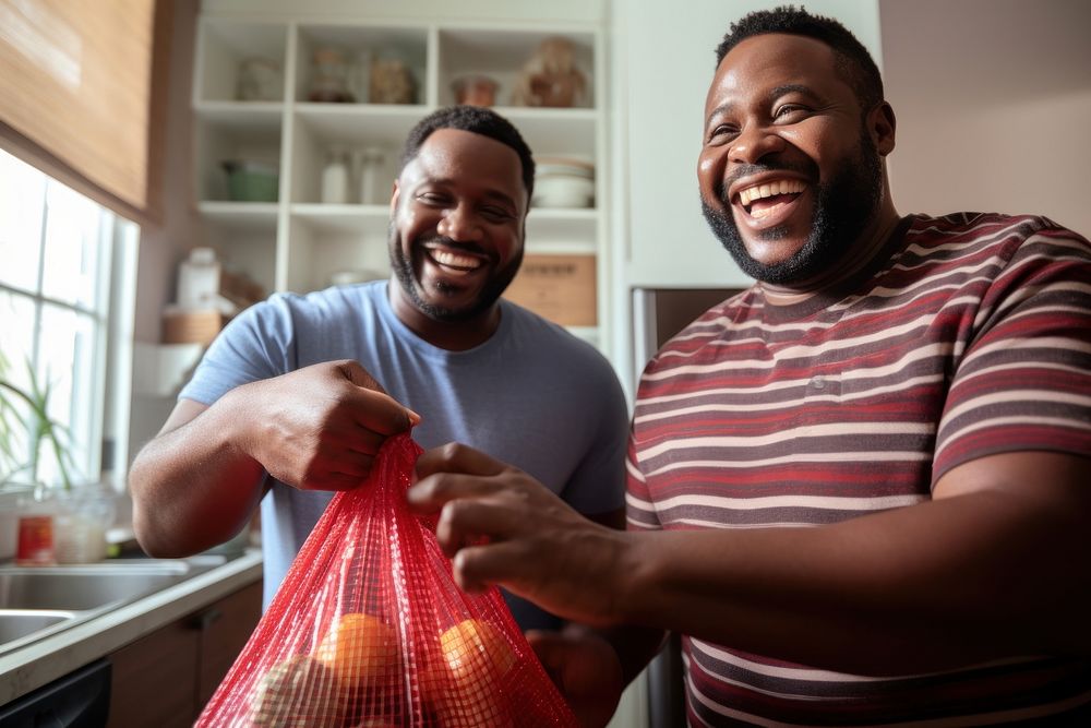 African american gay cheerful adult men. AI generated Image by rawpixel.