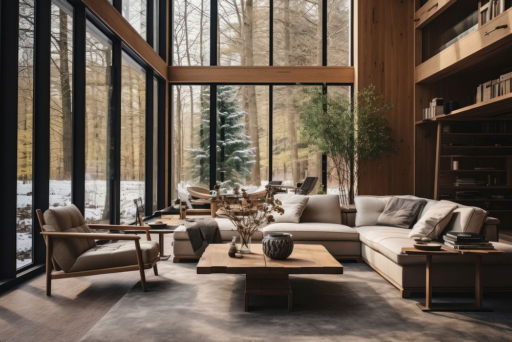 Modern Living room interior design and wood architecture furniture building. AI generated Image by rawpixel.