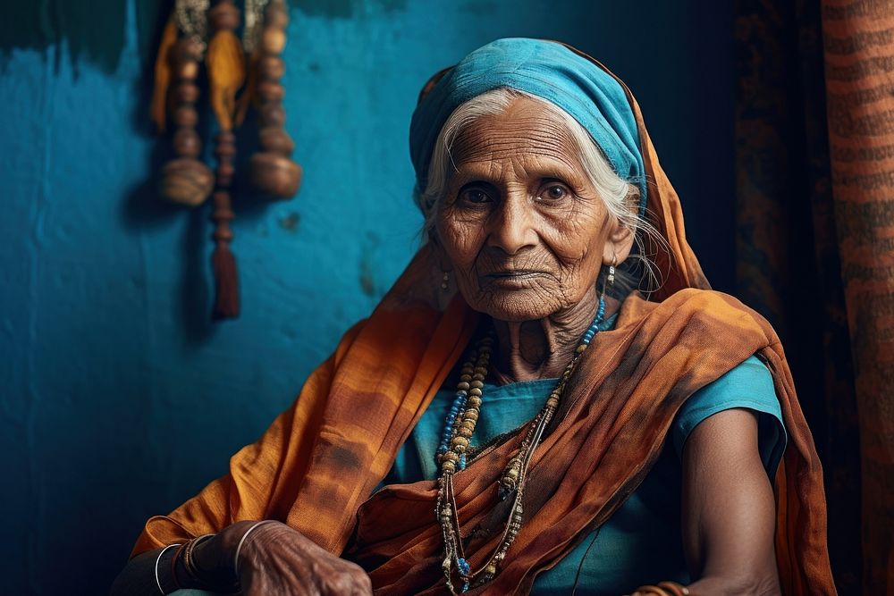 Indian woman necklace portrait jewelry. 