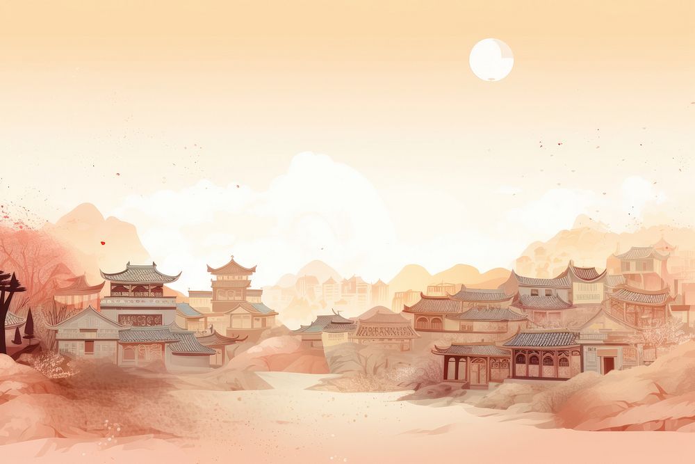 Antique chinese village outdoors old architecture. AI generated Image by rawpixel.