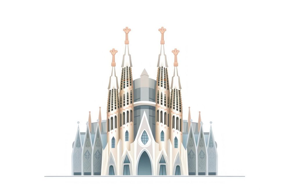 Sagrada Familia architecture building spire. AI generated Image by rawpixel.