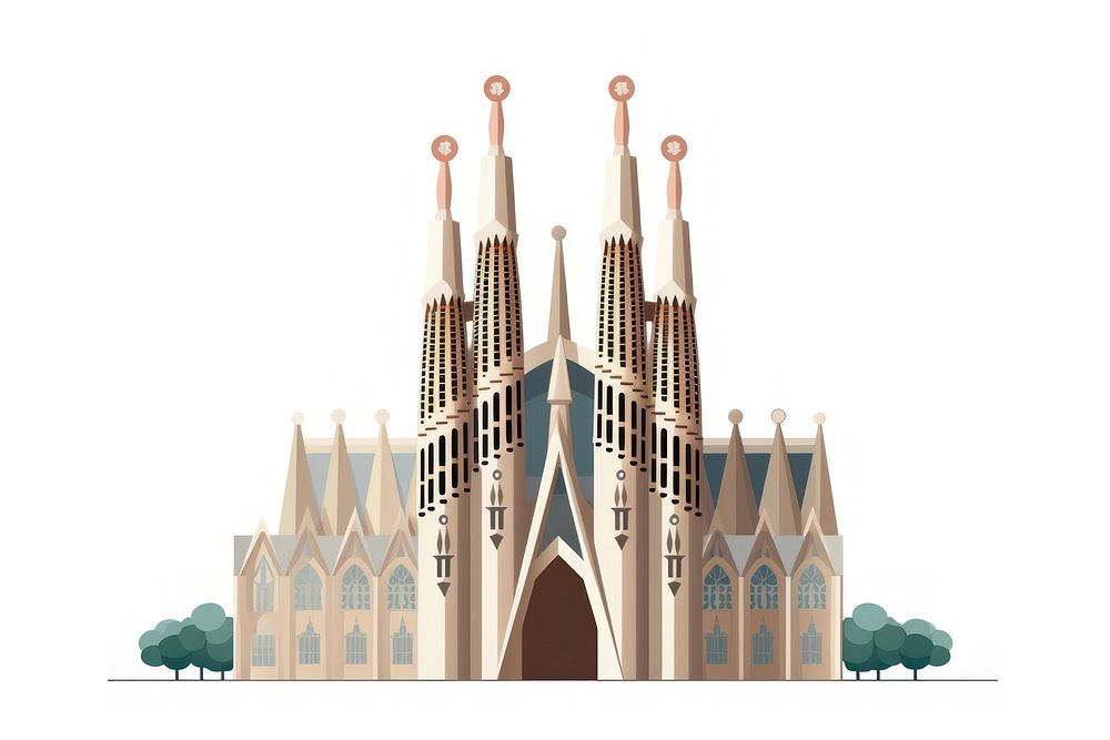 Sagrada Familia architecture building tower. AI generated Image by rawpixel.