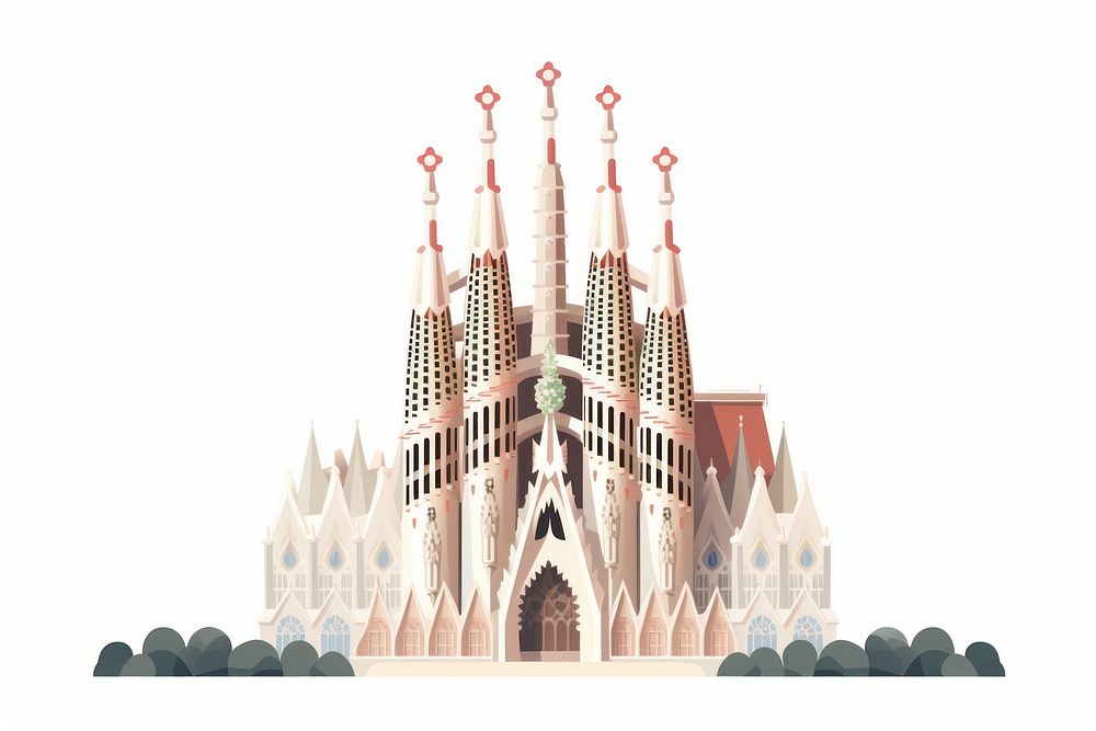 Sagrada Familia architecture building city. AI generated Image by rawpixel.