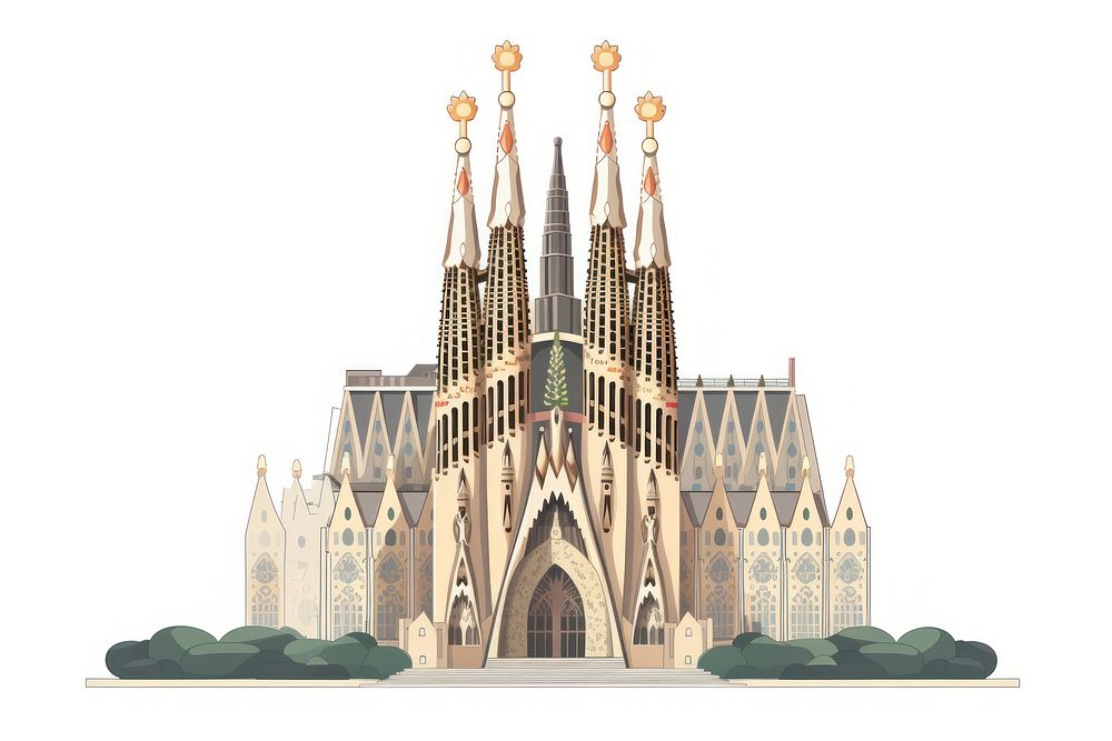 Sagrada Familia architecture building landmark. AI generated Image by rawpixel.