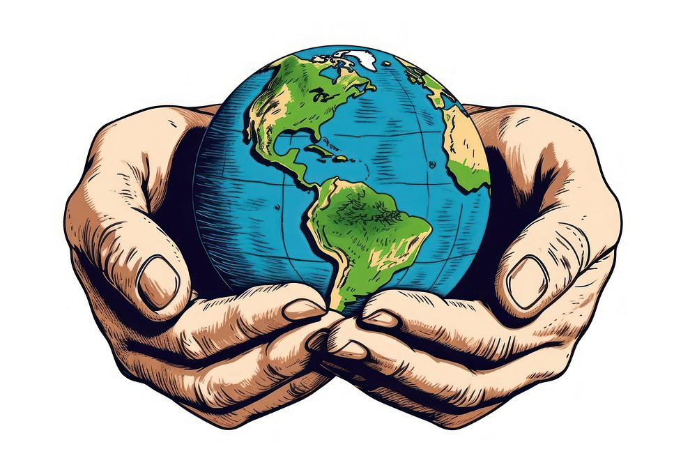 Hands holding planet earth globe space hand. AI generated Image by rawpixel.