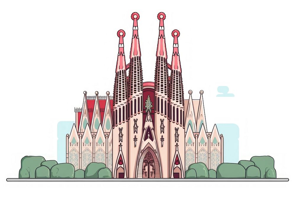 Sagrada Familia in Barcelona architecture building city. AI generated Image by rawpixel.