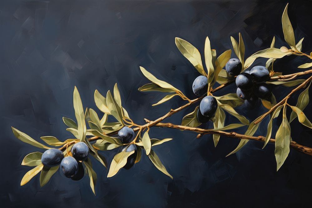 Olive branch painting plant food. AI generated Image by rawpixel.