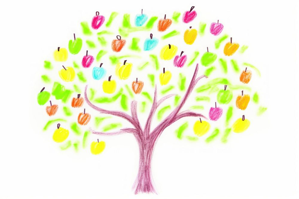 Apple tree drawing sketch plant. AI generated Image by rawpixel.