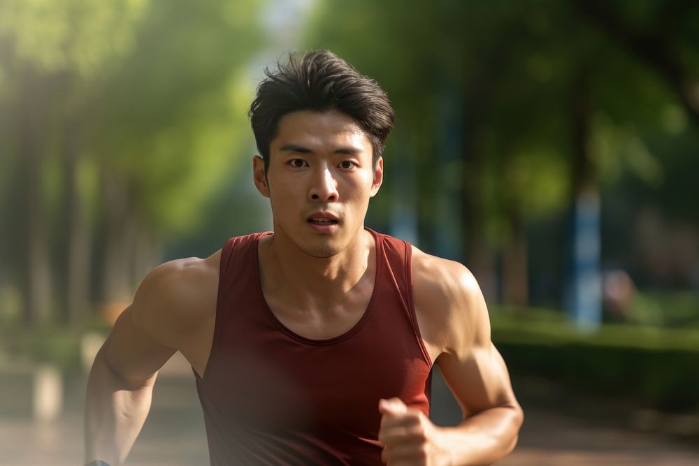 Male athletic running adult man. AI generated Image by rawpixel.