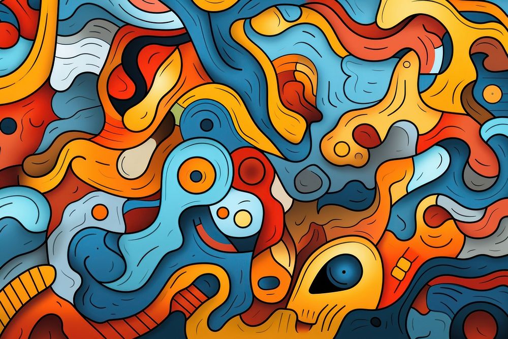 Abstract doodle shapes backgrounds painting graphics. 