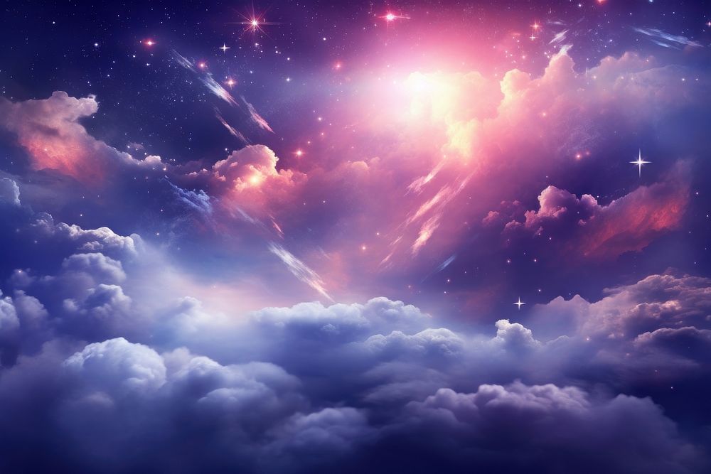 Colorful clouds and stars above backgrounds outdoors nature. AI generated Image by rawpixel.
