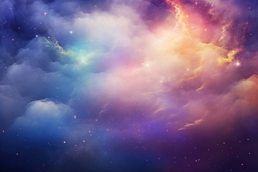 Colorful clouds and stars above space backgrounds astronomy. AI generated Image by rawpixel.