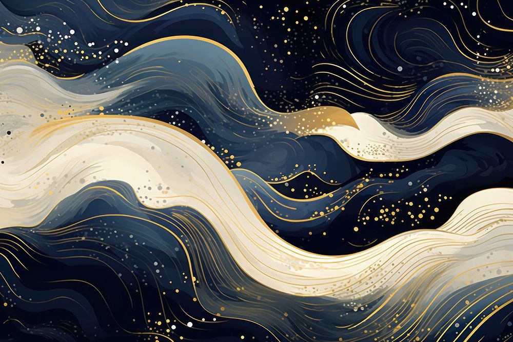 Galaxy and gold wavy line backgrounds pattern wave. AI generated Image by rawpixel.