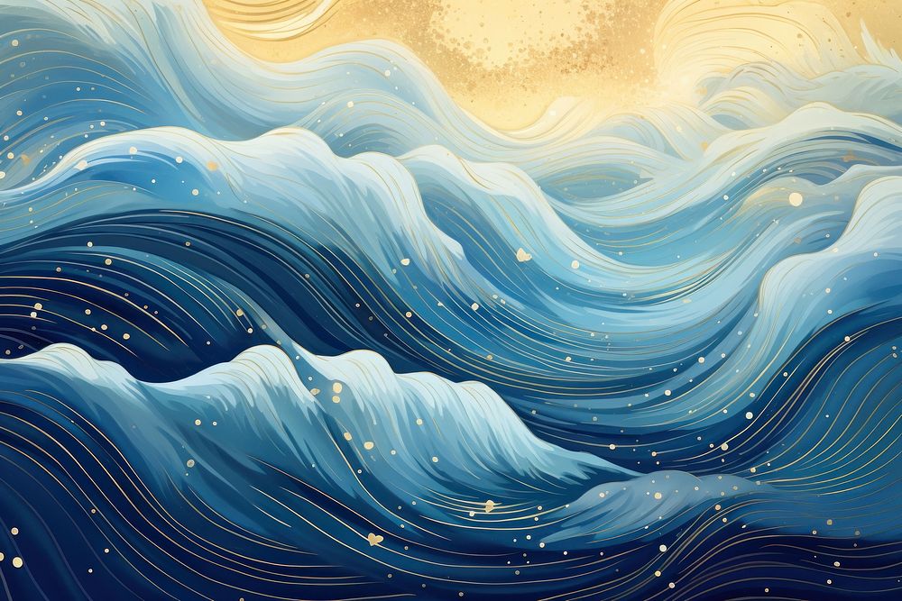 Galaxy and gold wavy line sea backgrounds outdoors. AI generated Image by rawpixel.