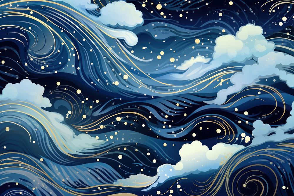 Night scene and a wave of stars backgrounds outdoors pattern. AI generated Image by rawpixel.
