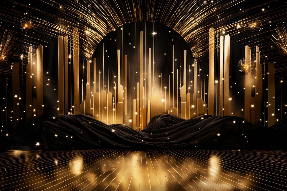 Gold chrome backdrop backgrounds night stage. AI generated Image by rawpixel.